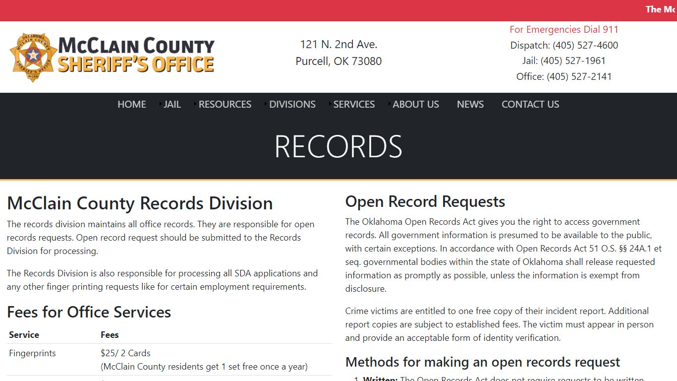 Records - McClain County Sheriff
