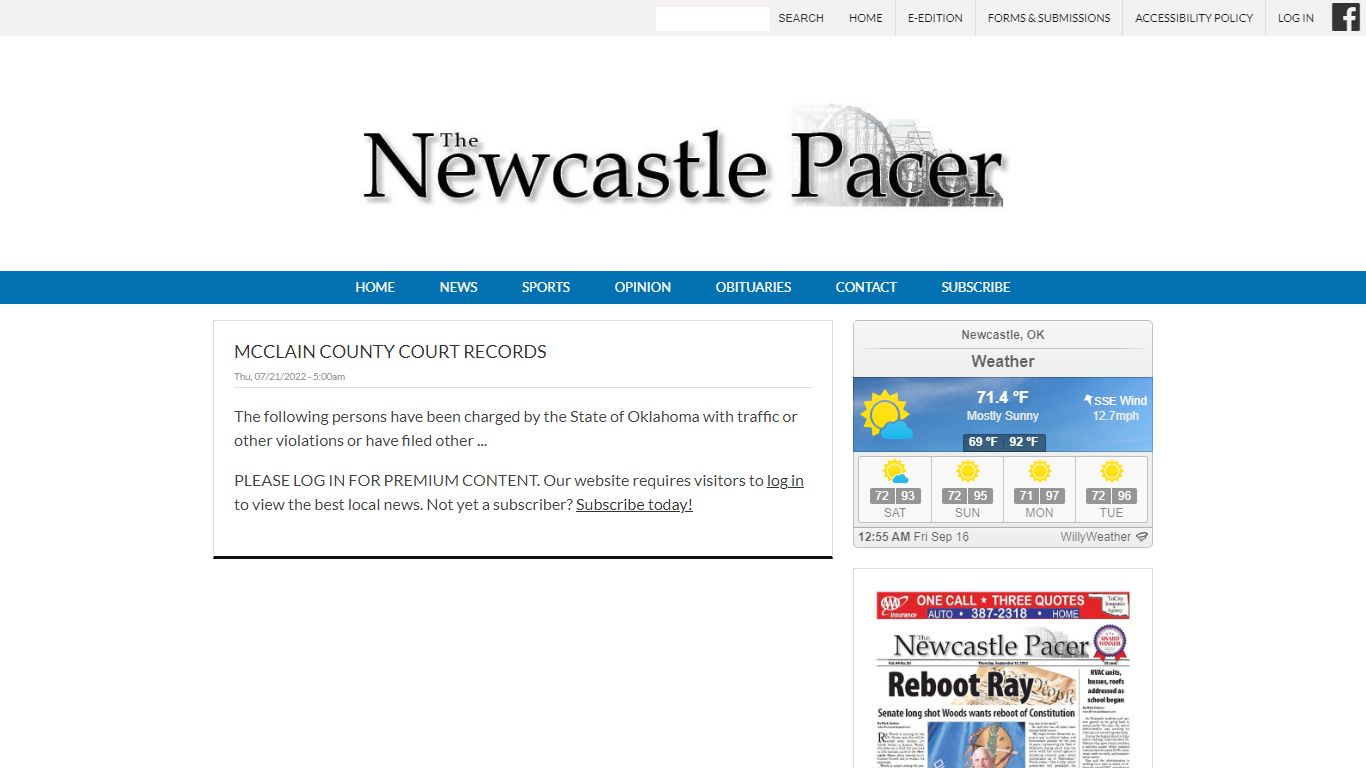 McClain County Court Records | Newcastle Pacer